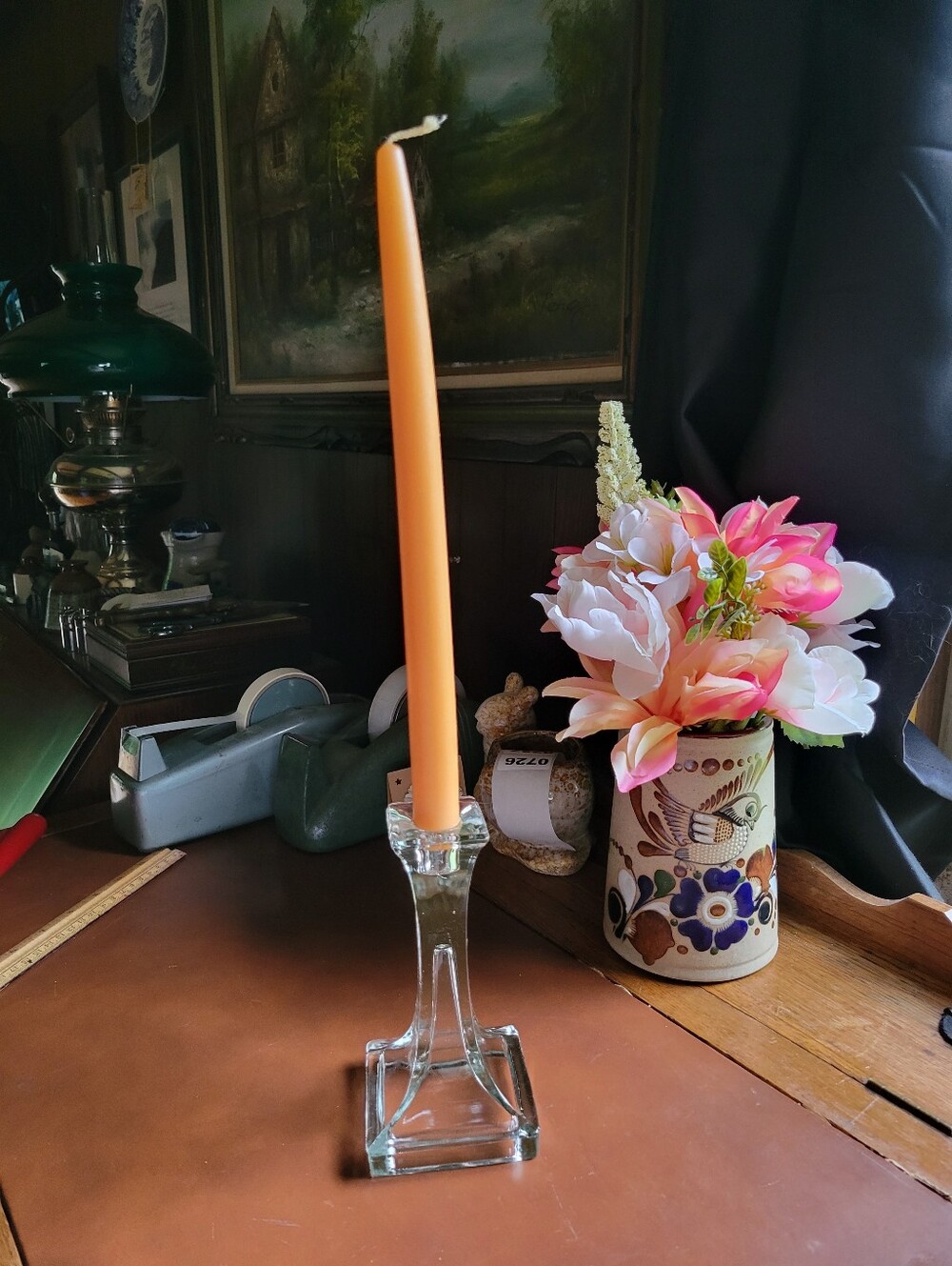 Pressed Clear Glass Candlestick